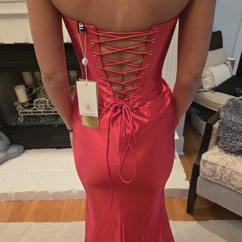 Portia and Scarlett Strapless Red Prom Dress - Picture 6 of 6